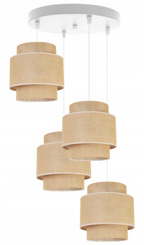 Lampa sufitowa wisząca Light Home LH Boho Juta 4x E27 60W okrągły naturalny/biały 1szt.
