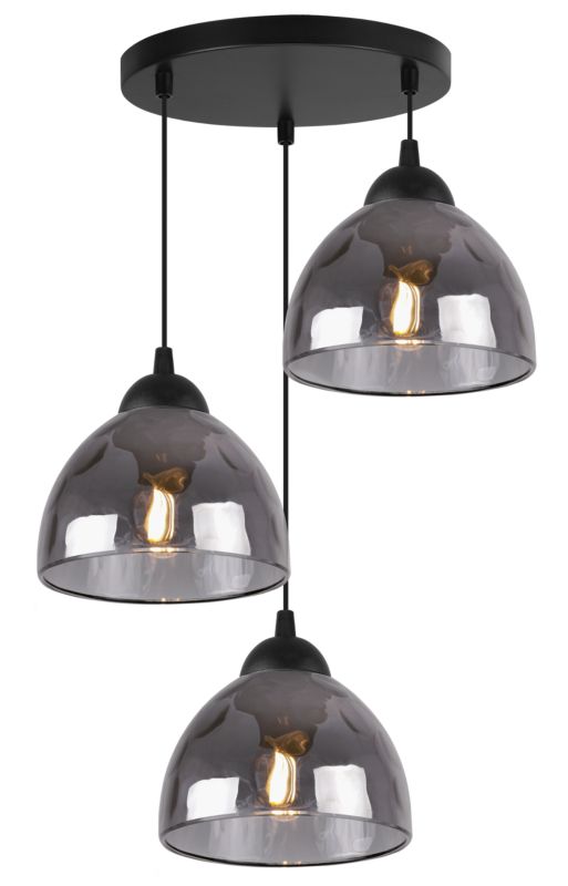Lampa sufitowa wisząca Light Home LH Venice 3x E27 60W klosz okrągły grafitowy 1szt.