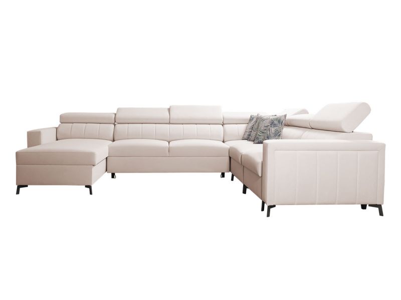 Narożnik z funkcją spania MIRJAN 24 Baltico VII lewy beżowy/wzór w liście 1 szt.