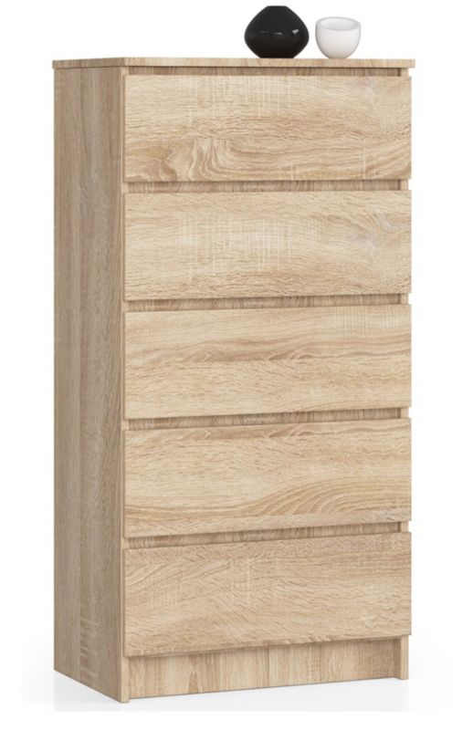 Komoda Akord K60 Dąb Sonoma 60 cm 5 szuflad kolor Dąb Sonoma mat 60x40x121 cm 1 szt.