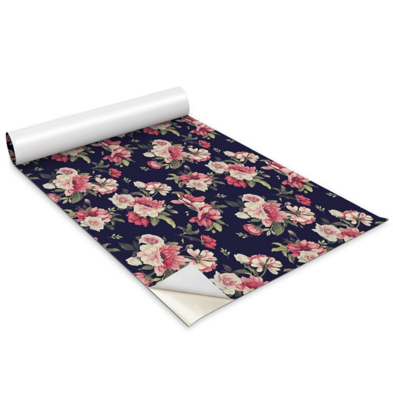 Okleina Meblowa Do Sypialni I Garderoby Wallfluent 100x50 cm Różowe kwiaty Okleina Na Biurko I Regał 1 rol.