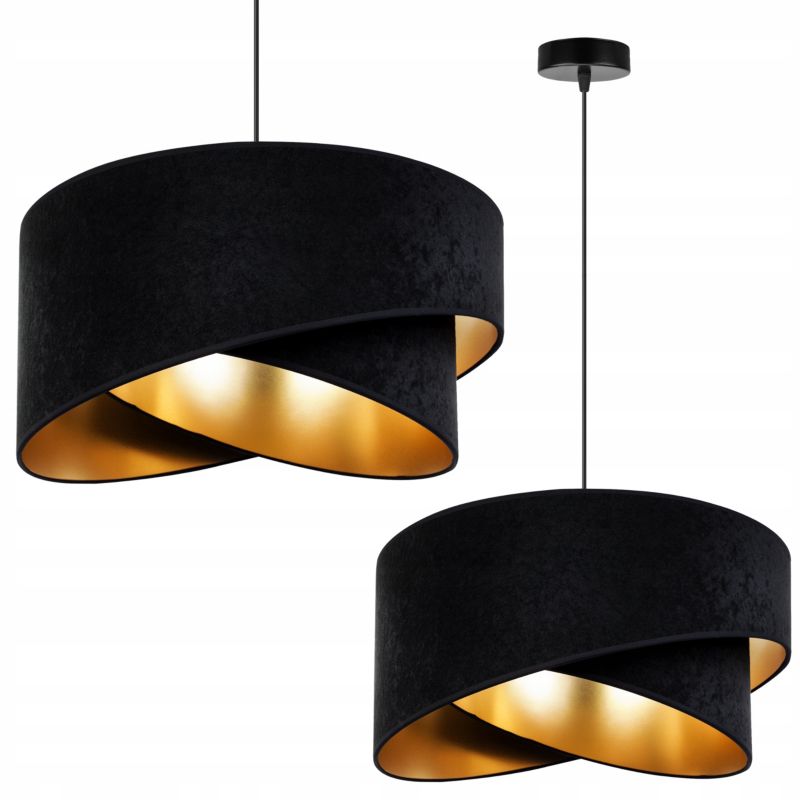 Lampa sufitowa wisząca Light Home LH Mediolan Welur 1x E27 60W czarny/złoty 1szt.