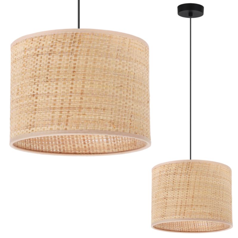 Lampa sufitowa wisząca Light Home LH Rattan 1x E27 60W klosz 20 cm rattan/czarny 1szt.