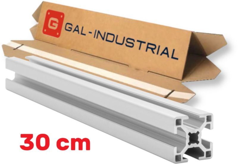 PROFIL KONSTRUKCYJNY ALUMINIOWY GAL-INDUSTRIAL 30x30 otwór 8mm DŁ. 30cm + Cięcie na wymiar 1 szt.