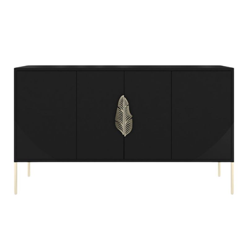 Czarna komoda Skandica MERLIN ze złotymi dodatkami 1 szt.