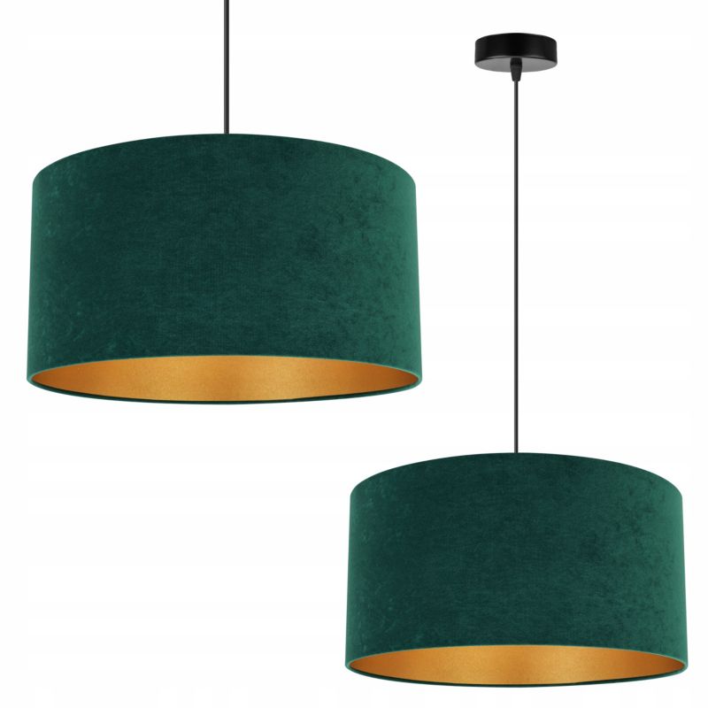 Lampa sufitowa wisząca Light Home LH Mediolan Welur 1x E27 60W butelkowy zielony/złoty 40cm 1szt.