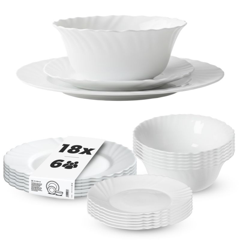 Zestaw KADAX salaterka + talerz deserowy + talerz płaski, 6 kpl.