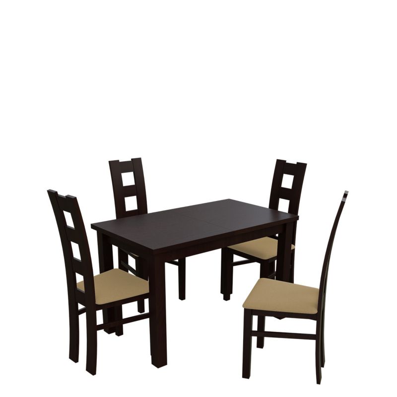 Zestaw RO11 MIRJAN 24 Stół rozkładany S18 70x120/160 + 4 krzesła K42 orzech + piaskowy 1 kpl.