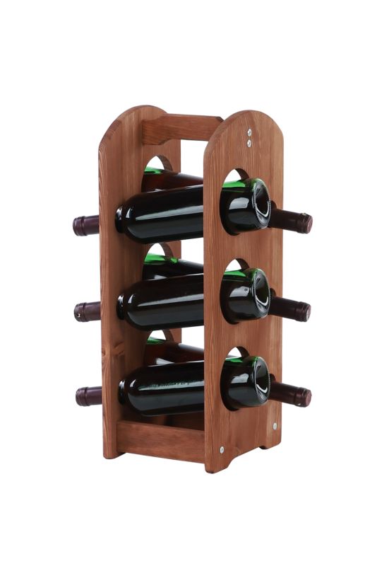 Regał na wino MODO24 drewniany 6 butelek brązowy 1 szt.