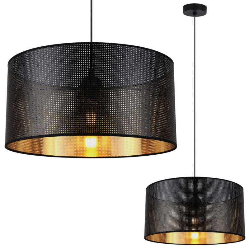 Lampa sufitowa wisząca Light Home LH Asti 1x E27 60W czarny/złoty klosz 40cm 1szt.