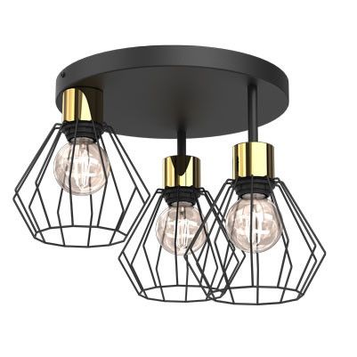 Lampa sufitowa wisząca Luminex Parkla czarny mat-złoty połysk wym: 28,5 x 41 x 41 cm 3xE27 x 15W 1 szt.