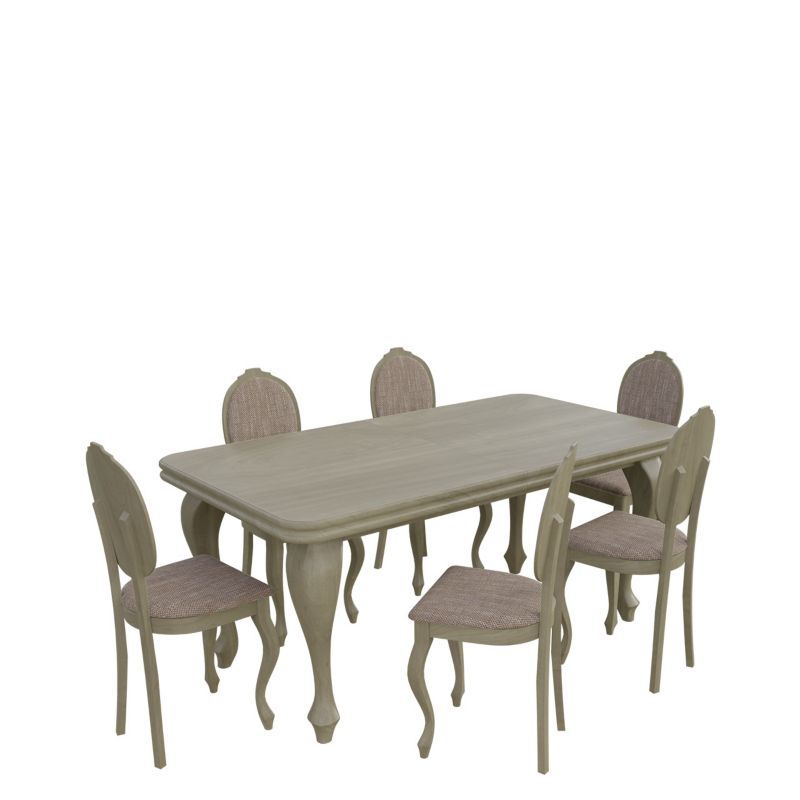 Zestaw RO41 MIRJAN 24 Stół rozkładany S39 90x170/250 + 6 krzeseł K76 dąb sonoma + jasny brąz 1 kpl.