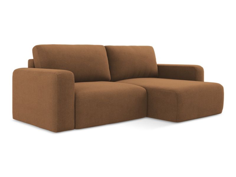 Narożnik prawostronny z funkcją spania LaMiaSofa OSTIA z tkaniny strukturalnej 244x149 cm terakota 1 szt.