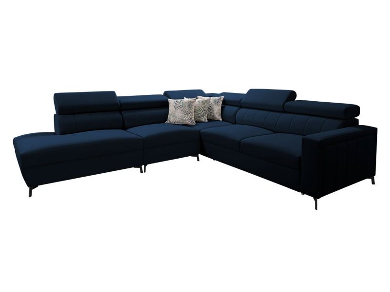 Narożnik z funkcją spania MIRJAN 24 Baltico VIII lewy granatowy/wzór w liście 1 szt.