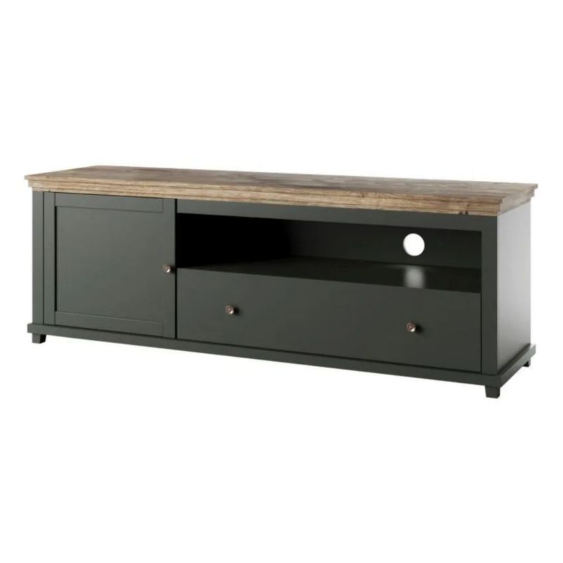 Szafka RTV EVORA 1D1S 181 zielona mat/dąb lefkas HELVETIA 1 szt.