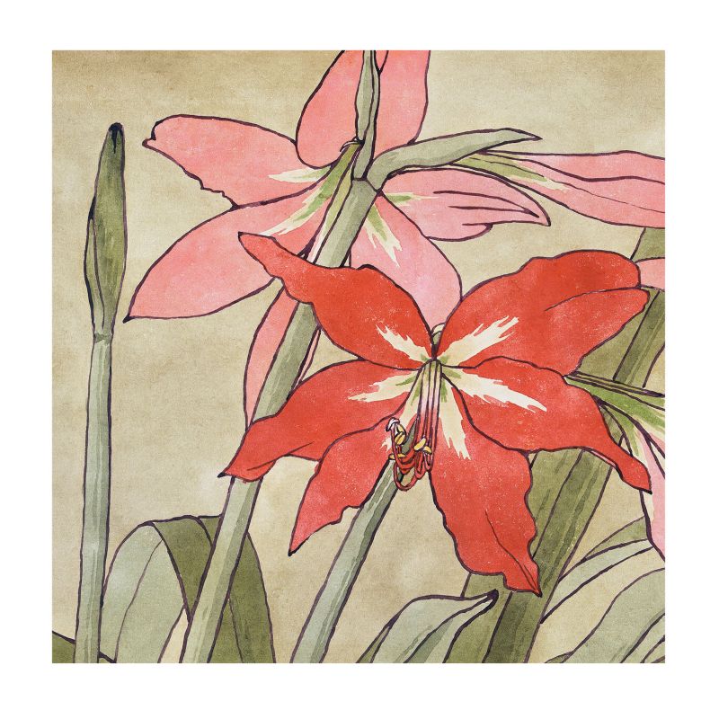 Dekoracyjna Tapeta Do Sypialni Wallfluent 250x250 cm Kwiaty liliowca Dla Miłośników Przyrody I Sztuki Orientalnej 1 szt.