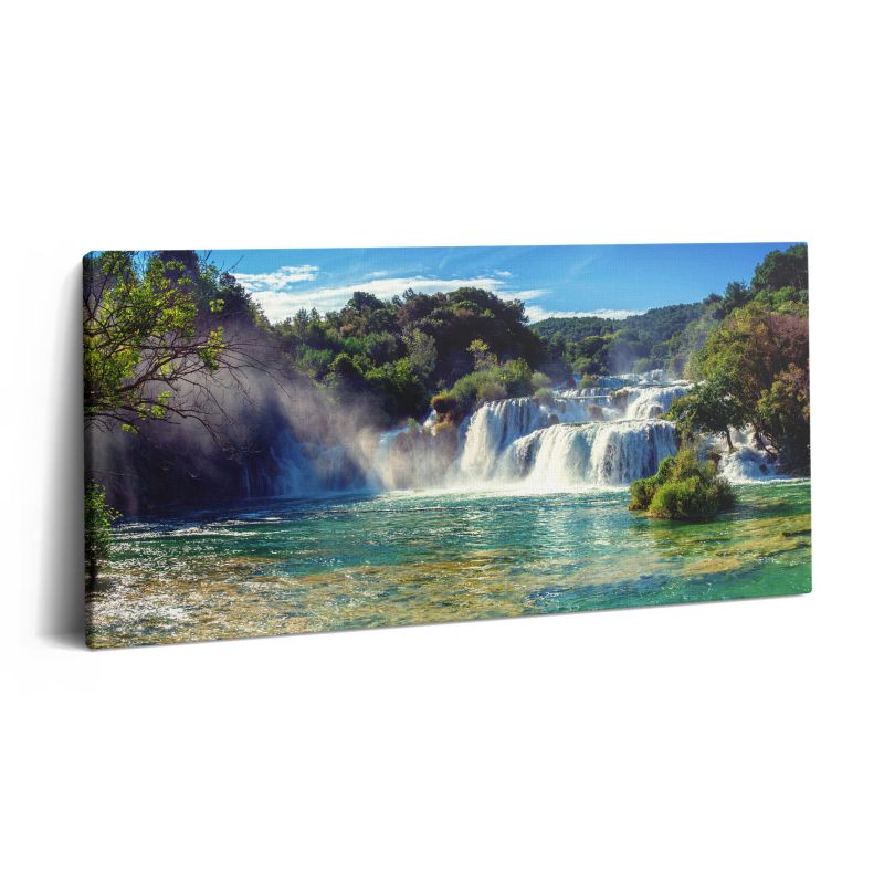 Obraz na płótnie Wallfluent 100x50 cm Pejzaż lasów i wodospadu 1 szt.