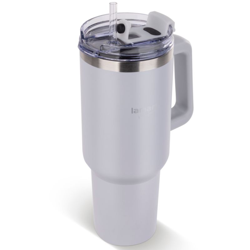 Kubek Termiczny Ze Słomką Lamart LT4089 Kremowy 900 ml Stal Nierdzewna 1szt