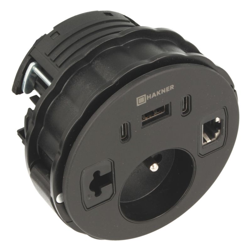 Mediaport Lumo 80 1x230V FR/B/PL USB A+2xC 45W 1xRJ45 CAT6 3,0m EU Plug czarny - 1 szt.