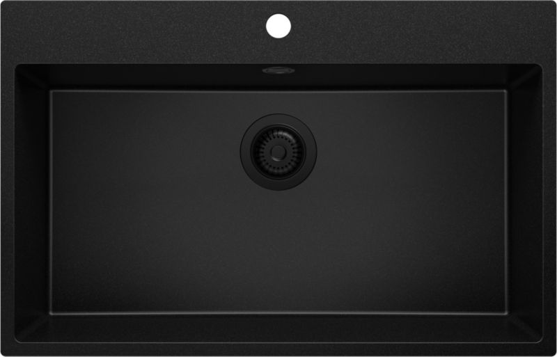Zlewozmywak Ryga PRIMAGRAN Nablatowy 78x50cm do szafki od 80cm, Cały Czarny + Syfon, S401, 1 szt.