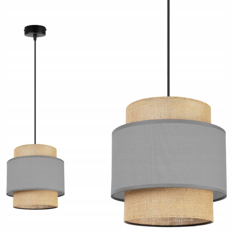Lampa sufitowa wisząca Light Home Boho 1x E27 60W juta czarny/szary 1szt.