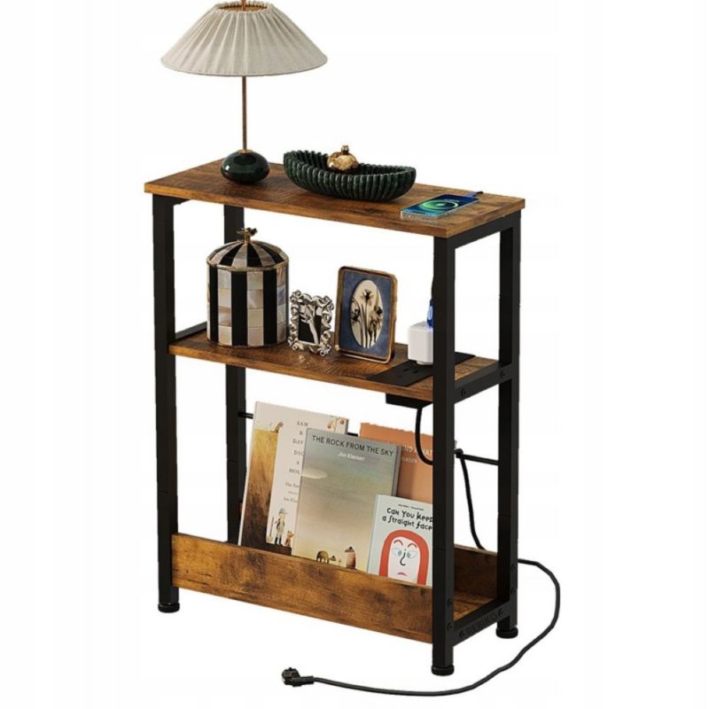 Regał Rebiko do salonu półka z wejściem usb na książki brąz loft pojemna szafka 1 szt