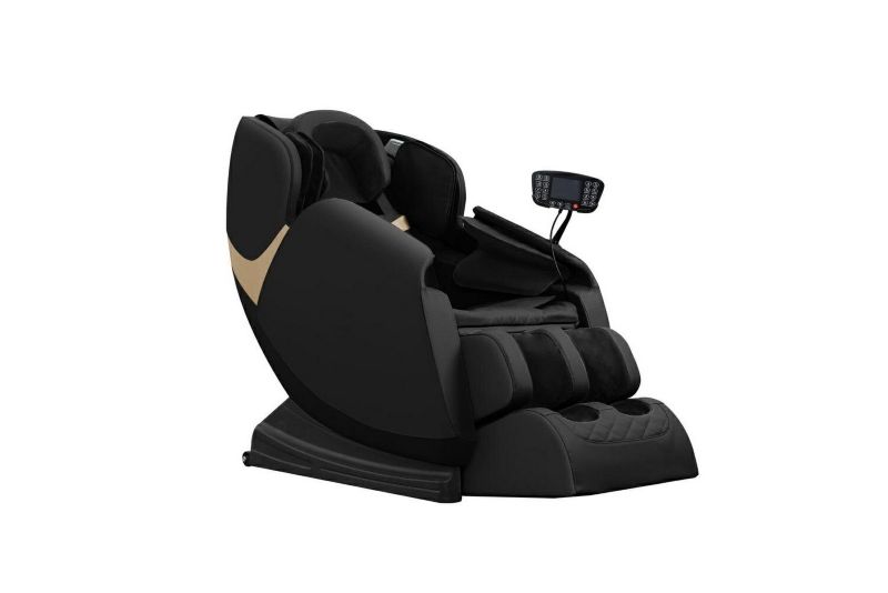 Fotel Taya INTESI fotel wypoczynkowy czarny z funkcją masażu podgrzewaniem i podnóżkiem ekoskóra 1 szt.