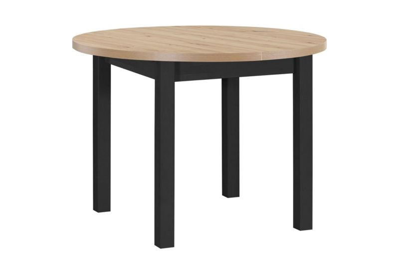 Stół rozkładany Bettso Poli IV okrągły na czarnych nogach do jadalni dąb artisan 1szt.