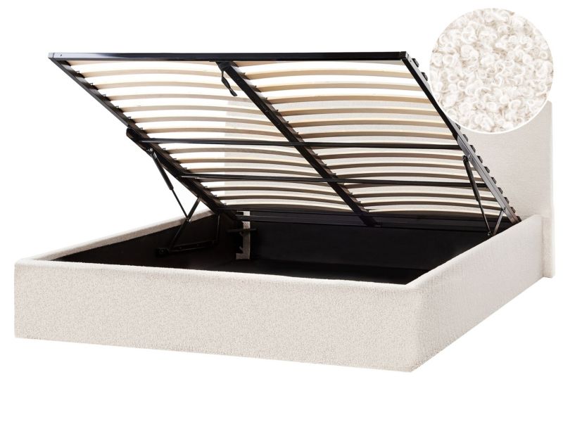 Łóżko z pojemnikiem Boucle Orbey 160 x 200 cm Złamana biel 1 szt.