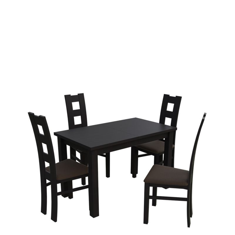 Zestaw RO11 MIRJAN 24 Stół rozkładany S18 70x120/160 + 4 krzesła K42 wenge + gorzka czekolada 1 kpl.