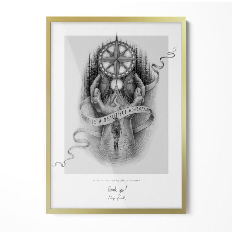 Minimalistyczna Ramka Na Plakat Artystyczny Wallfluent 50x70 cm Złota 1 szt.