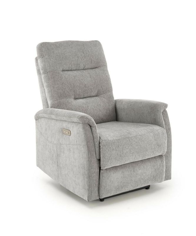 Fotel Tiala INTESI fotel wypoczynkowy z podnóżkiem jasnoszary rozkładany elektrycznie z USB do salonu 1 szt.