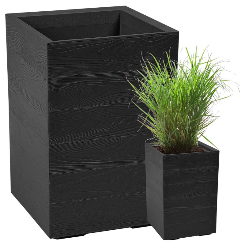 Doniczka Lamela KARO donica kwietnik 40x40x60cm imitacja drewna czarna 1 szt.