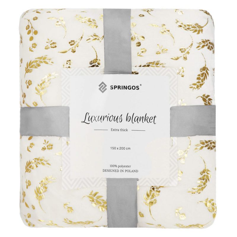 Narzuta na łóżko koc Springos 150x200 cm kremowy, złoty 1 szt.