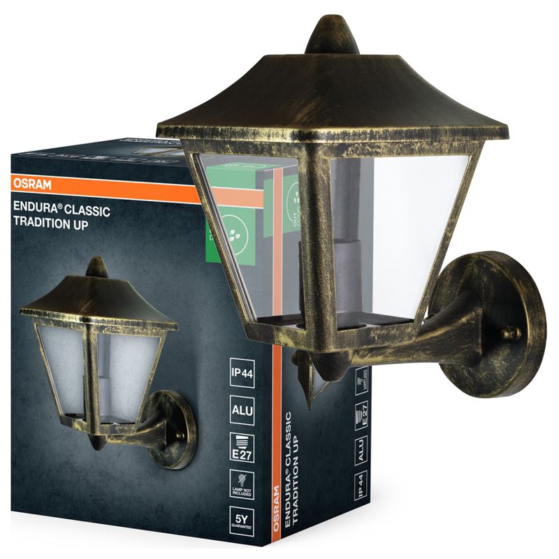Kinkiet Ogrodowy Osram Lampa LED Latarnia E27 Czarny Złoty IP44 1 szt.