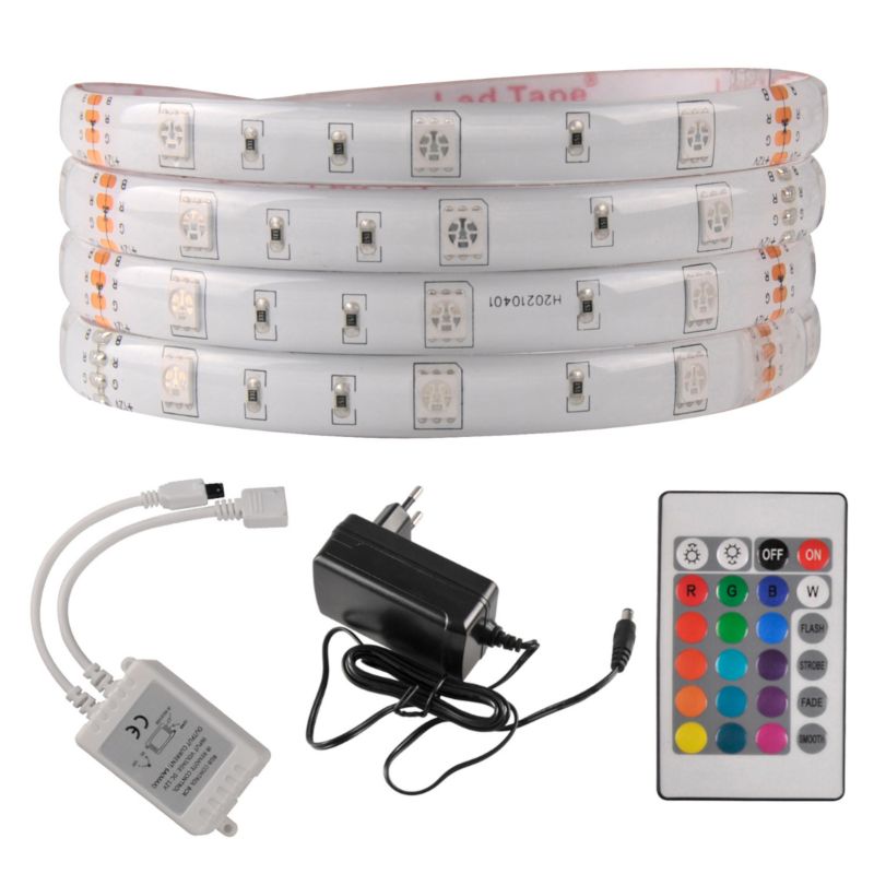 Zestaw Taśma LED 18W 5m IP65 RGB kontroler, pilot, zasilacz Polux 1 szt.