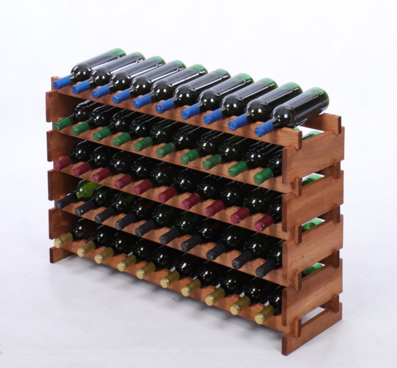 Stojak na wino MODO24 regał modułowy na butelki 5 leżni x 10 butelek montaż bez narzędzi impregnacja brązowa 1 szt.