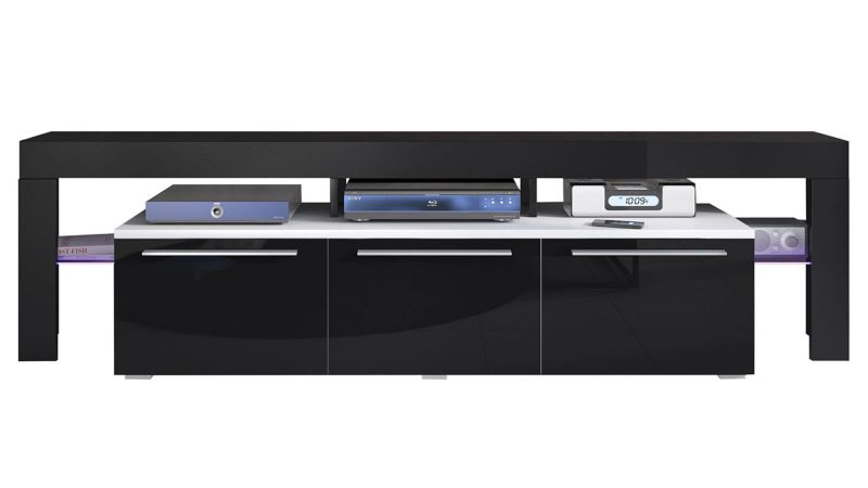 Szafka RTV MIRJAN 24 Beta 150 Plus biały + czarny połysk 1 szt.