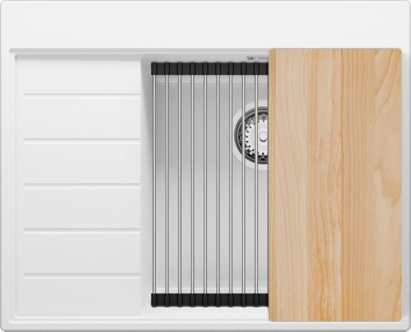 Zlewozmywak Sydney PRIMAGRAN Nablatowy 62x50cm do szafki od 45cm, Biały + Syfon + Akcesoria, S127, 1 szt.