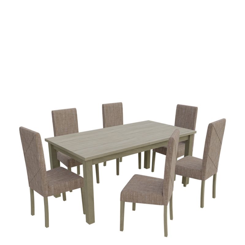 Zestaw RO13 MIRJAN 24 Stół rozkładany S18-L 80x160/200 + 6 krzeseł K02 dąb sonoma + jasny brąz 1 kpl.
