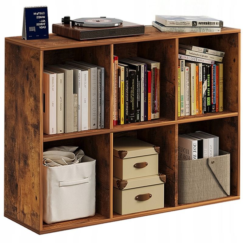 Regał otwarty komoda Rebiko 3x2 pojemny loft na książki biurowy rustykalny 1 szt.