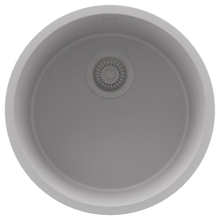 Zlewozmywak Okrągły Valetta Slim PRIMAGRAN Nablatowy 46x46cm do szafki od 50cm, Szary + Syfon, S009, 1 szt.