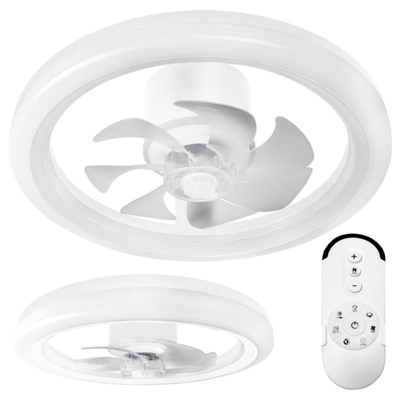 Lampa sufitowa plafon LED XUDO 45W z wentylatorem 3CCT z pilotem i aplikacją Biały Okrągły 1 szt.