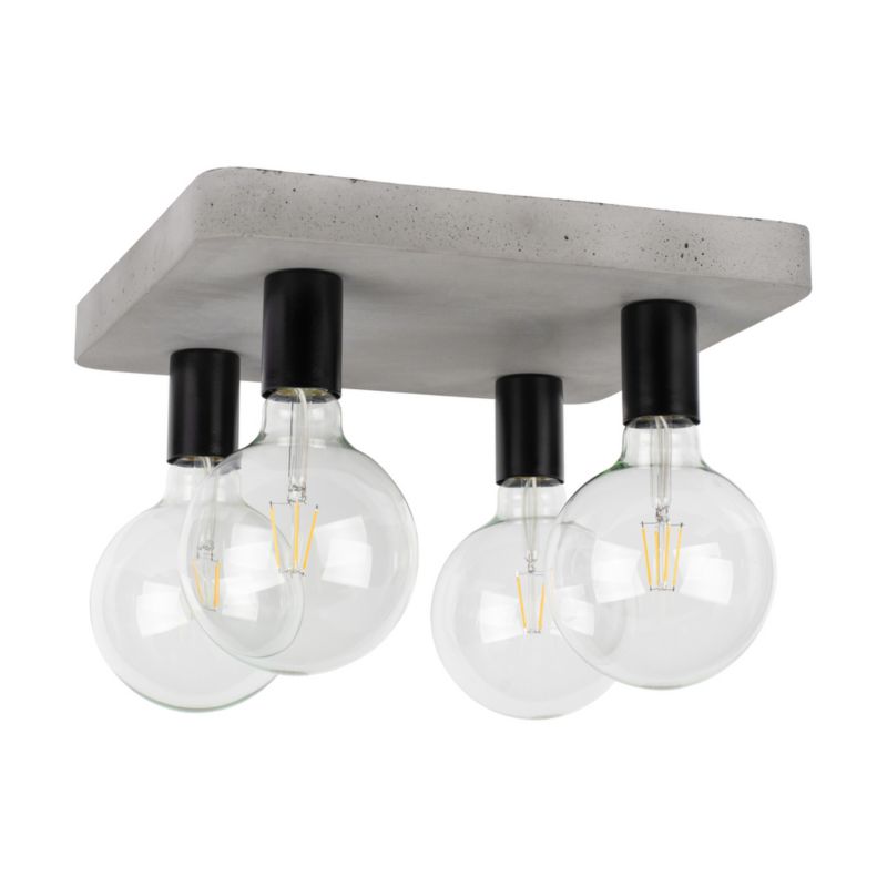 Lampa Sufitowa SPOT Light 4xE27 Max.60W Szary Beton z Akcentem Czerni, Polski Producent, 1 szt.