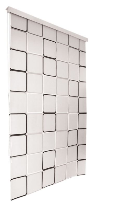 Roleta wannowo-prysznicowa z kasetą Estiva 140x240 cm wzór kwadraty białe grafit 1 szt.