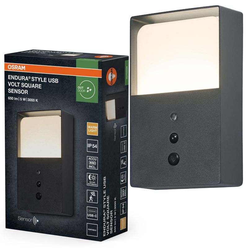 Kinkiet Ogrodowy Osram Lampa LED z Czujnikiem Ruchu i Zmierzchu 5W 350lm 3000K Ściemnialna Szary IP54 1 szt.