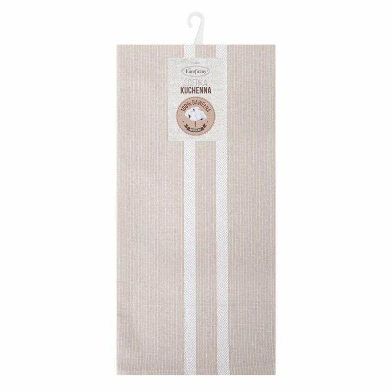 Ścierka kuchenna OLIVIA/11 Eurofirany 50 x 70 cm beżowa bawełniana w paski 1 szt.