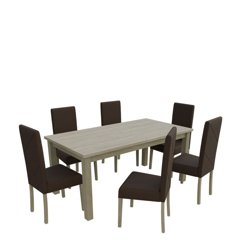 Zestaw RO13 MIRJAN 24 Stół rozkładany S18-L 80x160/200 + 6 krzeseł K02 dąb sonoma + gorzka czekolada 1 kpl.