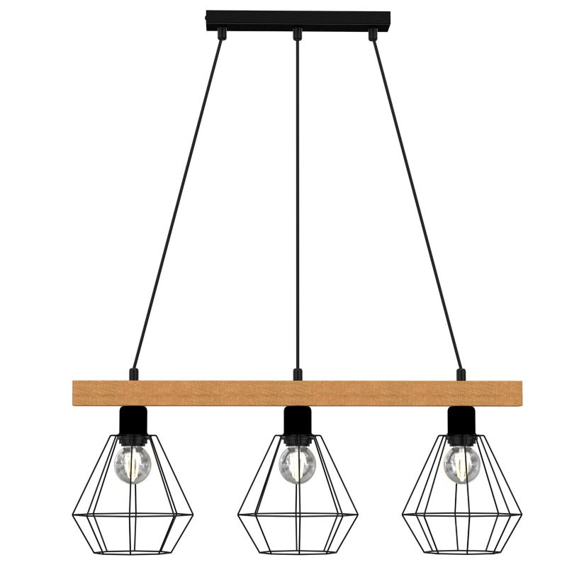 Lampa wisząca Luminex Vastra czarny matowa-jasne drewno wym: 110 x 73 x 19 cm 3xE27 x 15W 1 szt.