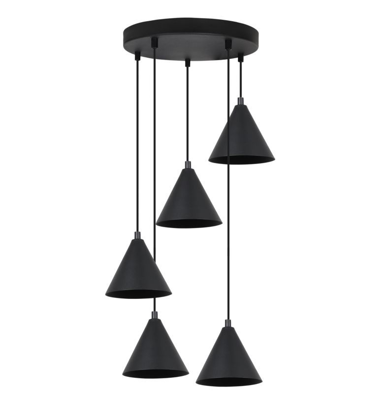 Lampa sufitowa wisząca Light Home LH Soho 5x E27 60W klosz 14cm czarny 1szt.